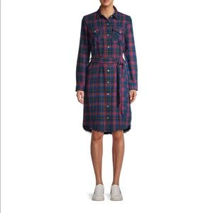 EV1 From Ellen DeGeneres Plaid Belted Shirt Dress in Women Sz M